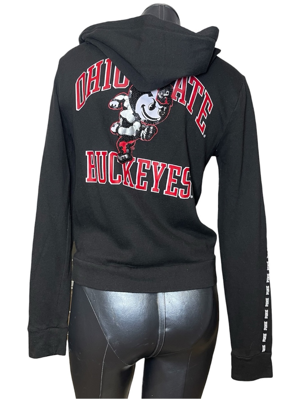 PINK Victoria’s Secret Ohio State Buckeyes Full Zip Hoodie Women’s Small Black